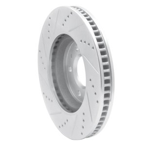 Cadillac Seville Brake Rotor (1) - Front Right - R1 Concepts - Drilled & Slotted - Silver - `03-`08